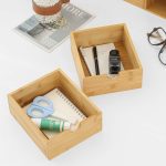 Wisuce 100% Original Bamboo Desk Organizer, Mini Bamboo Desk Drawer Tabletop Storage Organization Box for Office Home Toiletries Supplies Vanity, No Assembly Required (3 Drawer with Shelf) - Image 4